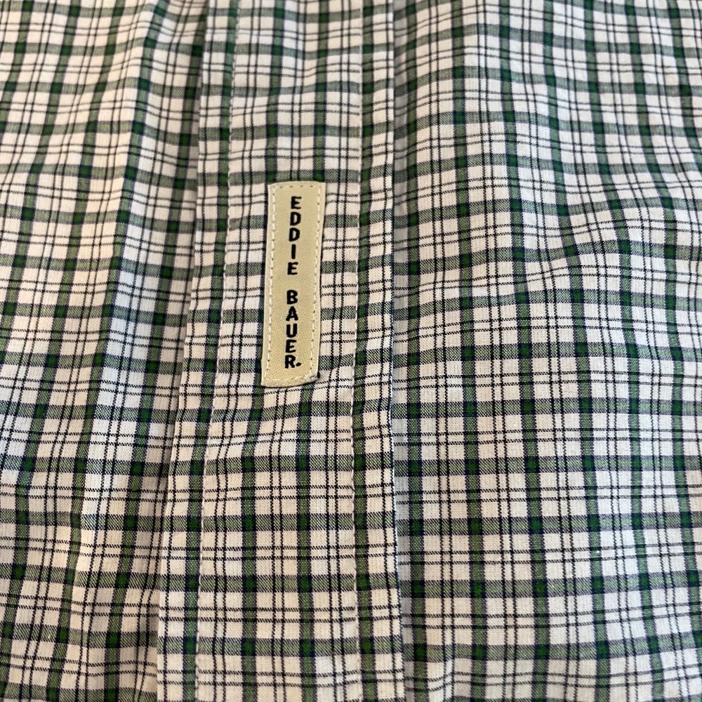 Eddie Bauer Mens XL Tall Green Plaid Button Down Shirt Long Sleeve Cotton 100% - Picture 10 of 10